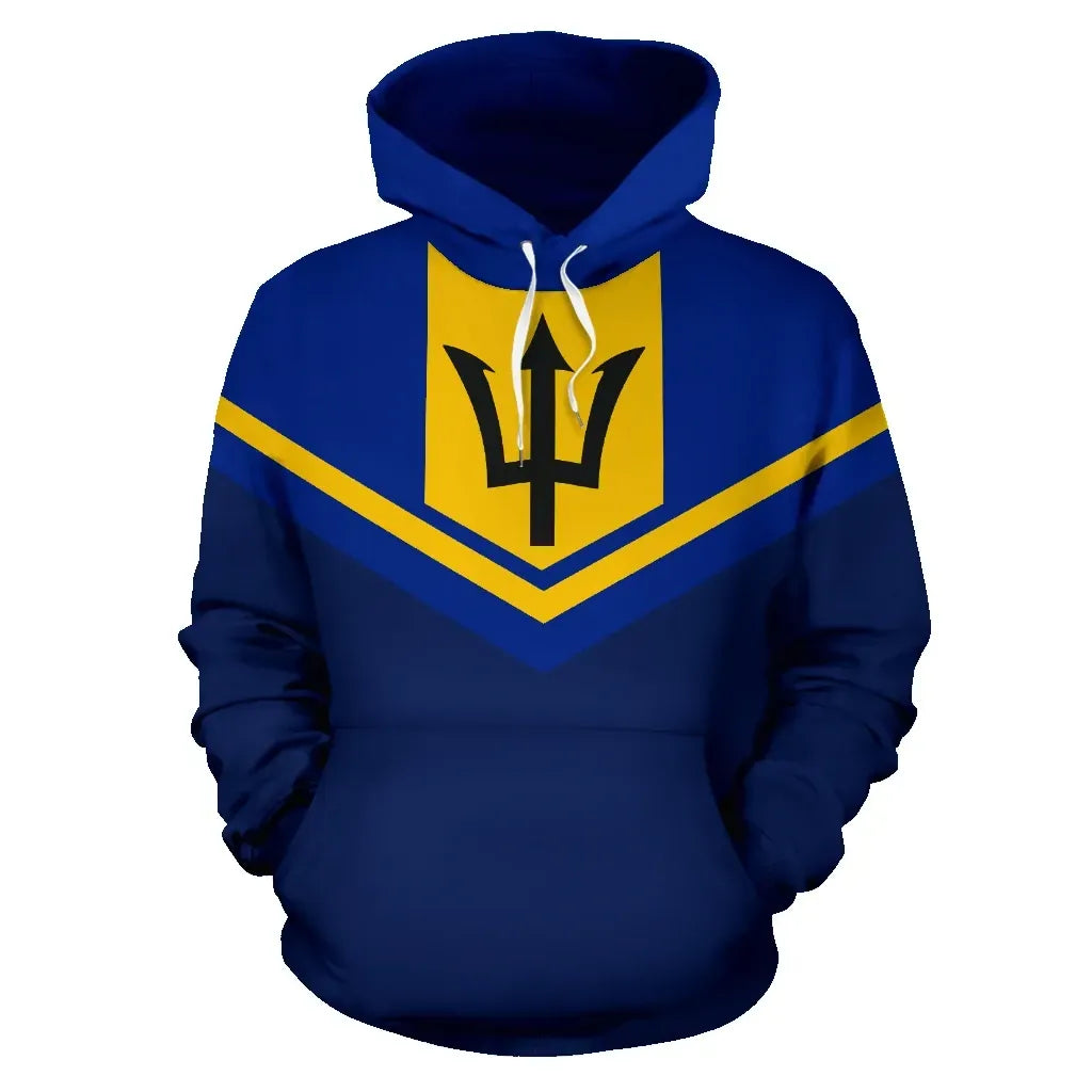 Barbados Flag Hoodie Barbados Pride Unisex Printed Zip Hoodie