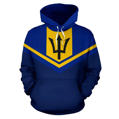 Barbados Flag Hoodie Barbados Pride Unisex Printed Zip Hoodie