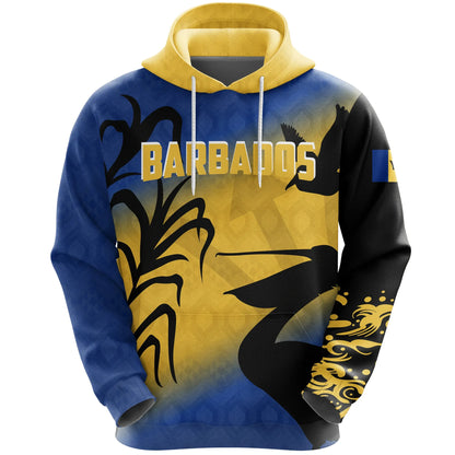 Barbados Hoodie, Pelican Dolphin Fish Pullover Hoodie