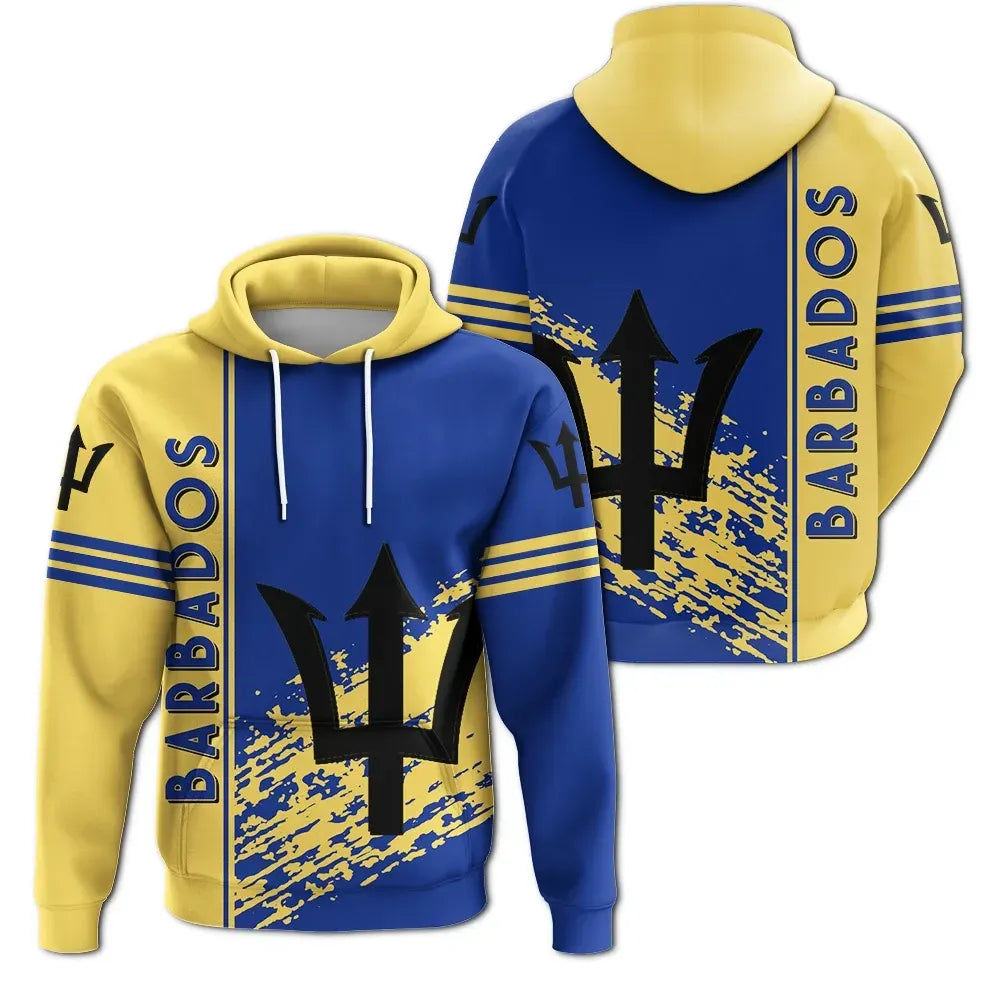 Barbados Coat Of Arms Hoodie Quarter Style