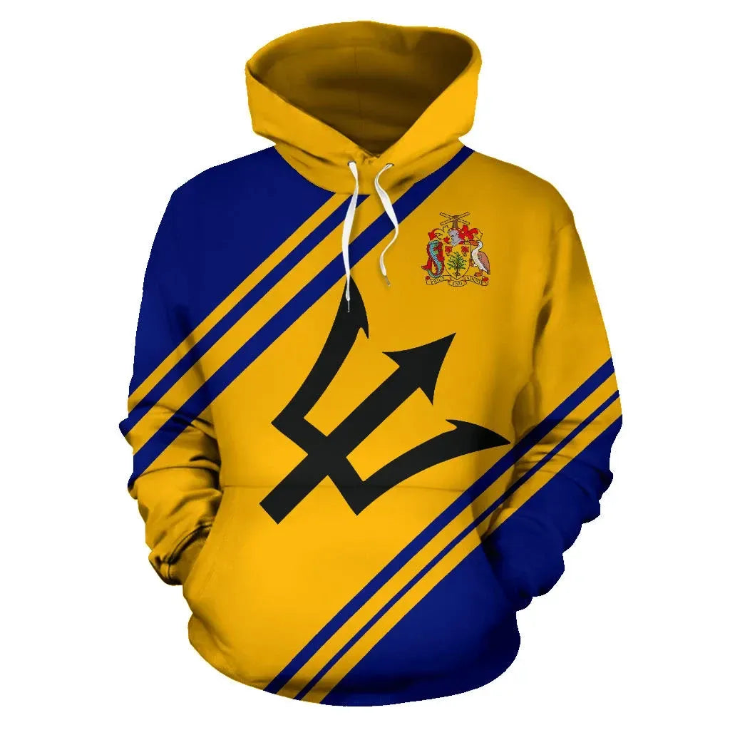 Barbados Hoodie Flag Color Line Version