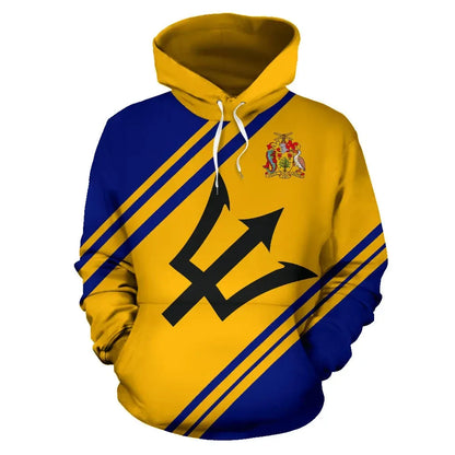 Barbados Hoodie Flag Color Line Version