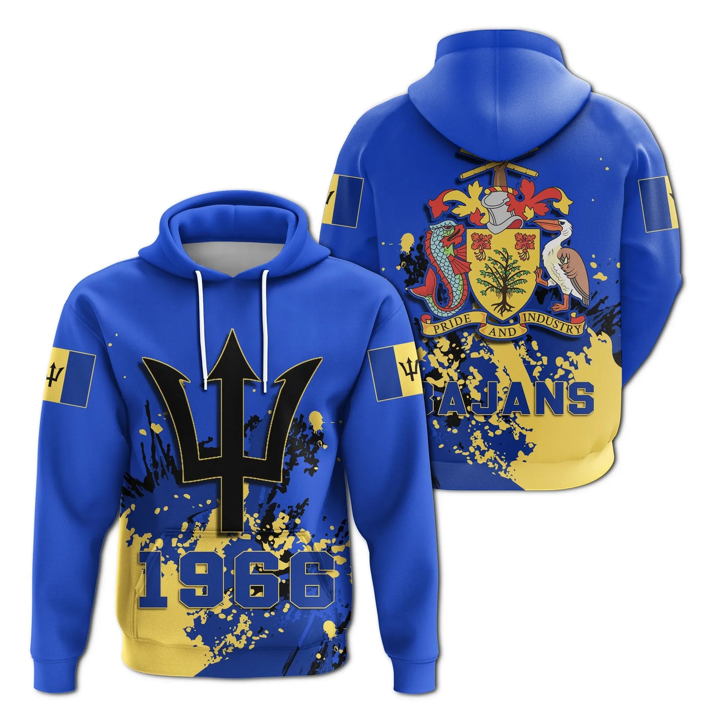Barbados Coat Of Arms Hoodie Spaint Style