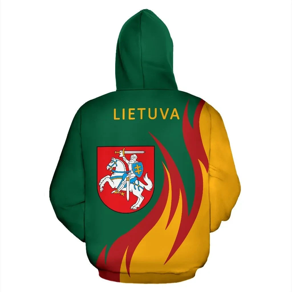 Lithuania Hoodie Coat Of Arms Fire Style
