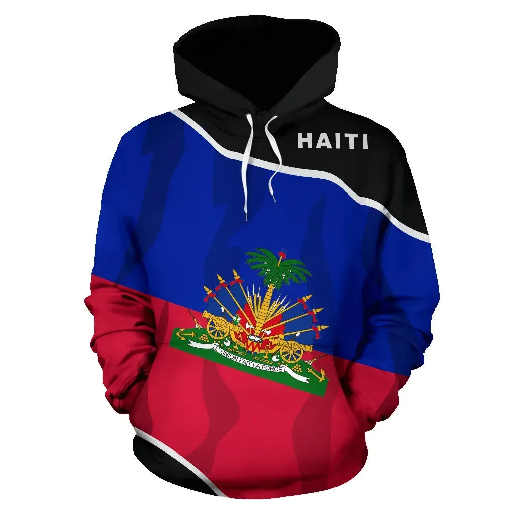 Haiti Hoodie Flag Fly Haiti Coat Of Arms Printed Hoodie