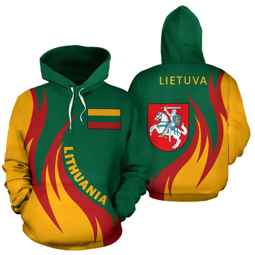 Lithuania Hoodie Coat Of Arms Fire Style