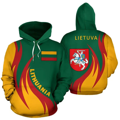 Lithuania Hoodie Coat Of Arms Fire Style