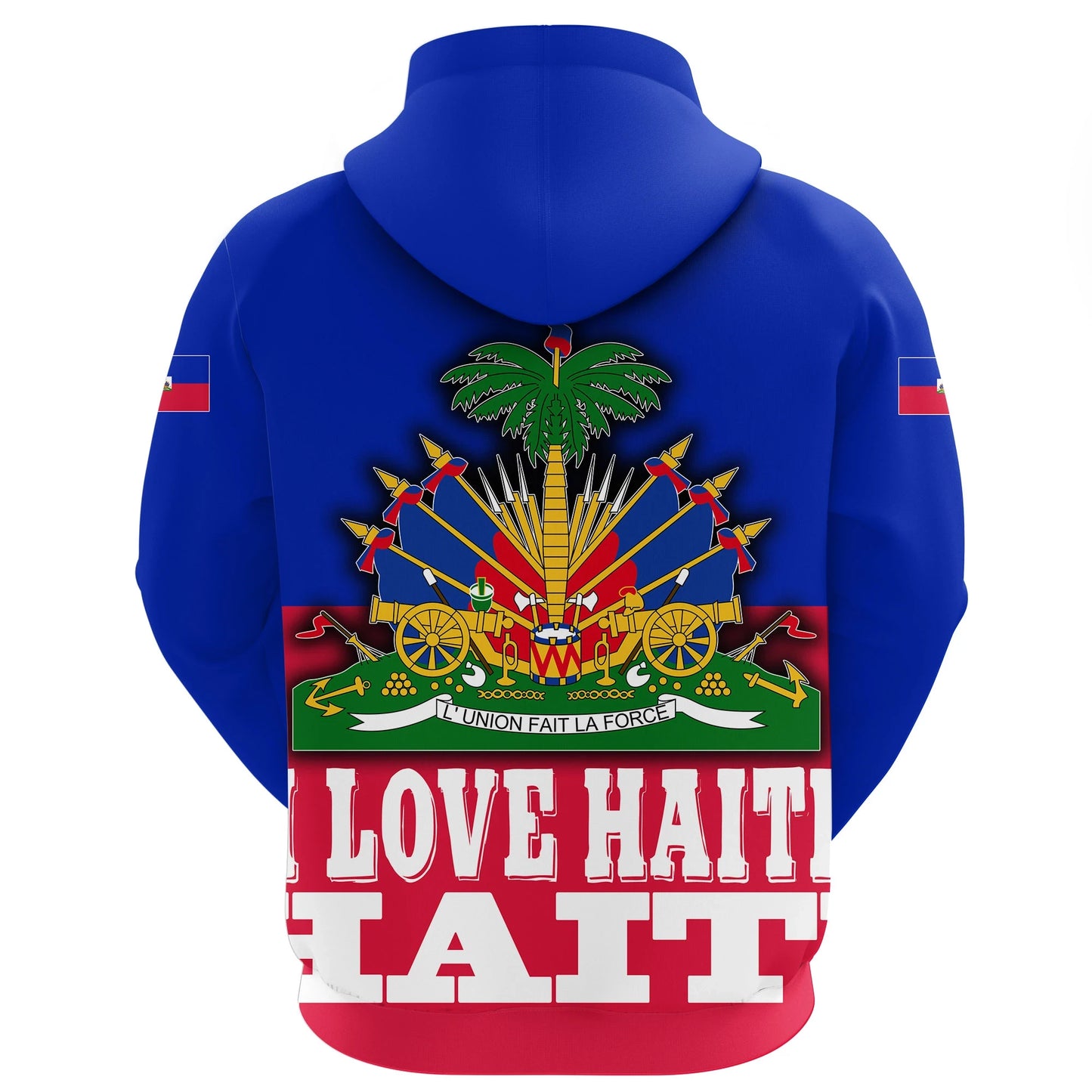 Haiti Hoodie Flag With Coat Of Arm Blue