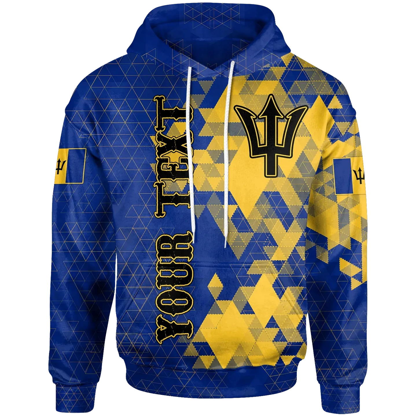 Barbados Personalised Hoodie National Flag Polygon Style