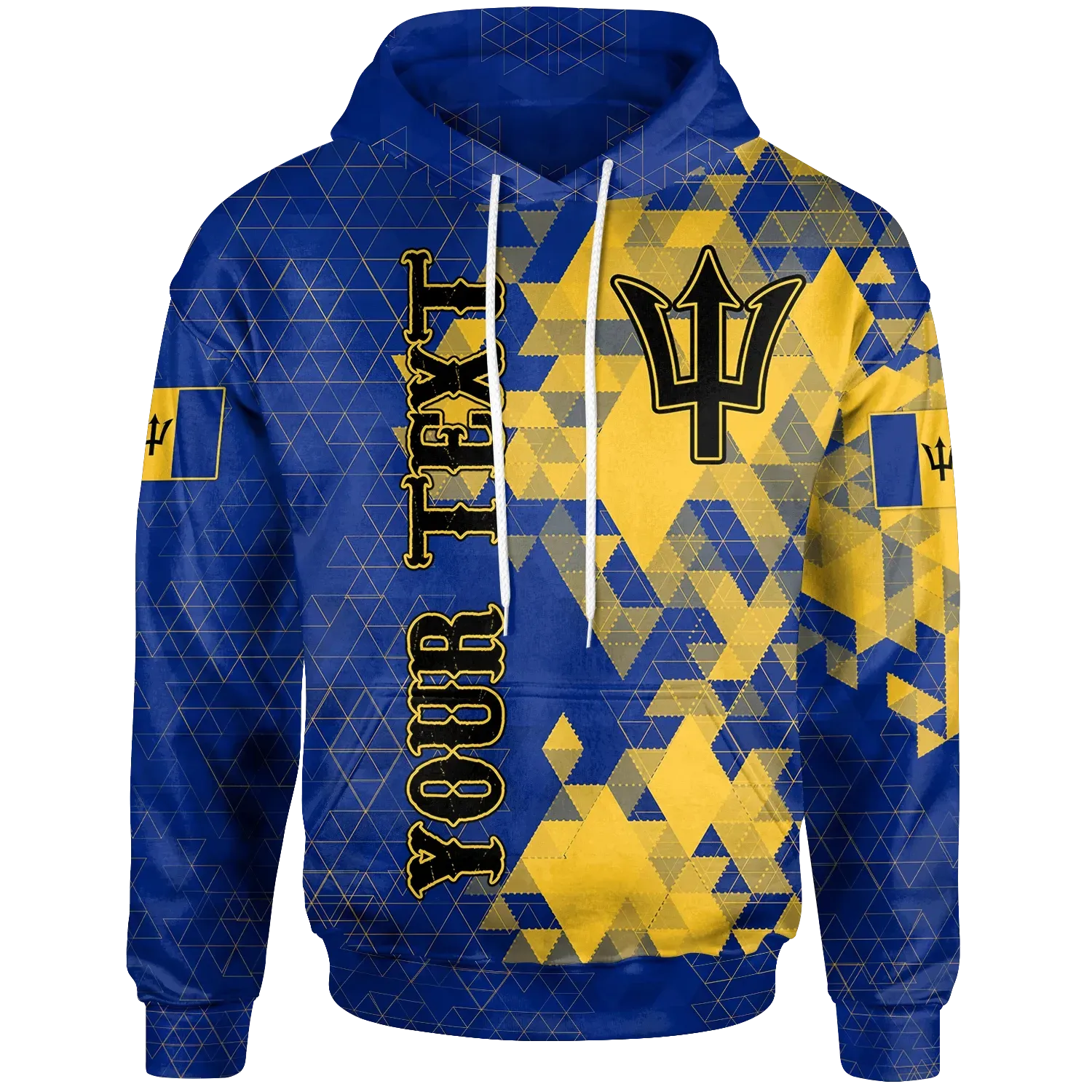 Barbados Personalised Hoodie National Flag Polygon Style