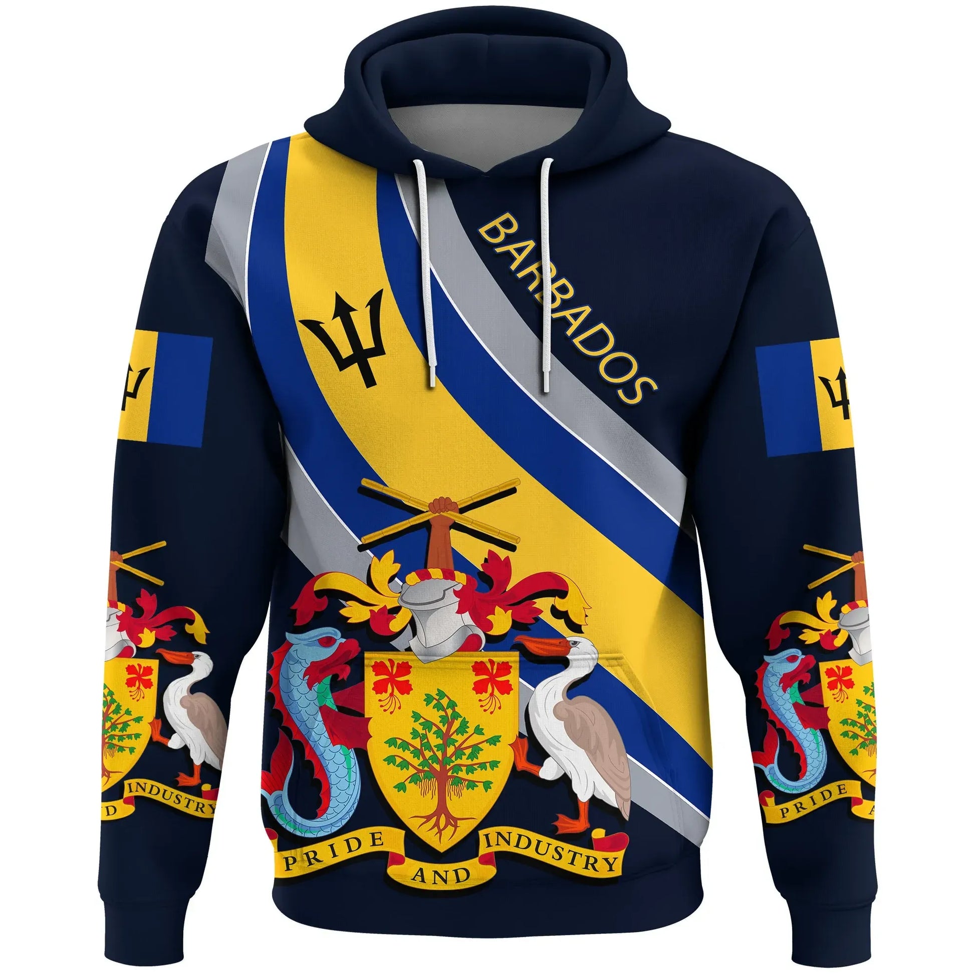 Barbados Hoodie Special Flag Unisex Printed Zip Hoodie