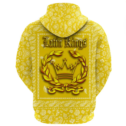Latin Kings Gang Hoodie All Over Print Paisley Pattern Zip Hoodie