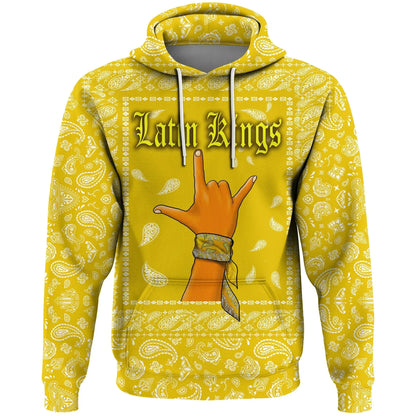 Latin Kings Gang Hoodie All Over Print Paisley Pattern Zip Hoodie