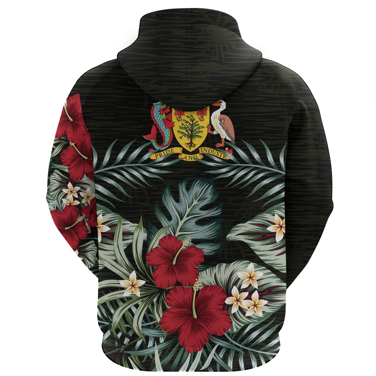 Barbados Hibiscus Hoodie Barbados Pride Unisex Printed Zip Hoodie