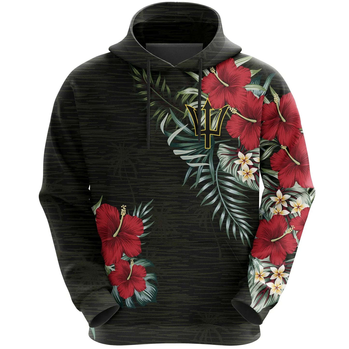 Barbados Hibiscus Hoodie Barbados Pride Unisex Printed Zip Hoodie
