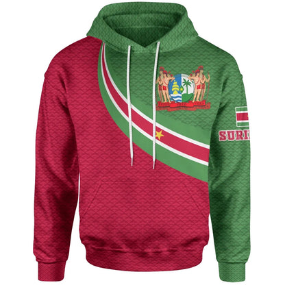 Suriname Hoodie Suriname Coat Of Arms and Flag Color