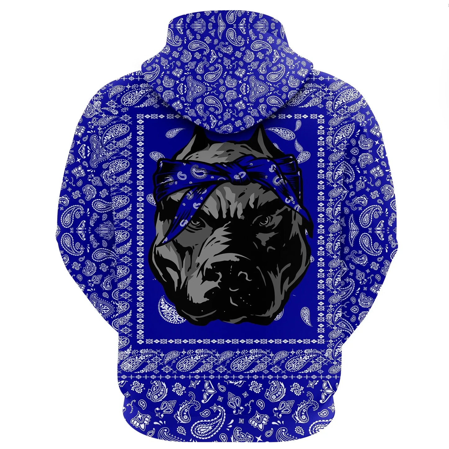 Crips Gang Bulldog Hoodie Blue Paisley Pattern Zip Hoodie