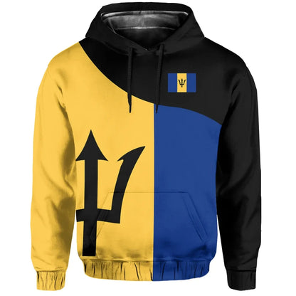 Barbados Flag Curve Concept Pullover Hoodie
