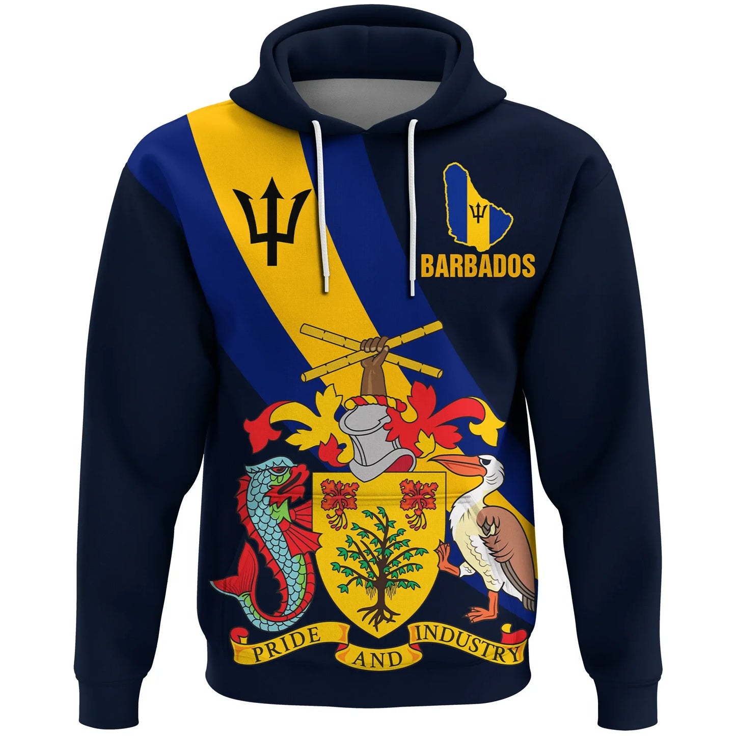 Barbados Special Flag Hoodie Unisex Printed Zip Hoodie