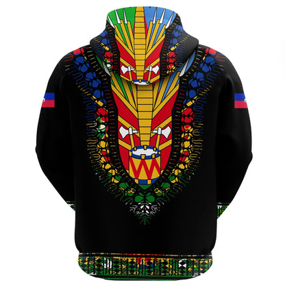 Haiti Hoodie Dashiki Pattern Haiti Pride Printed Unisex Hoodie