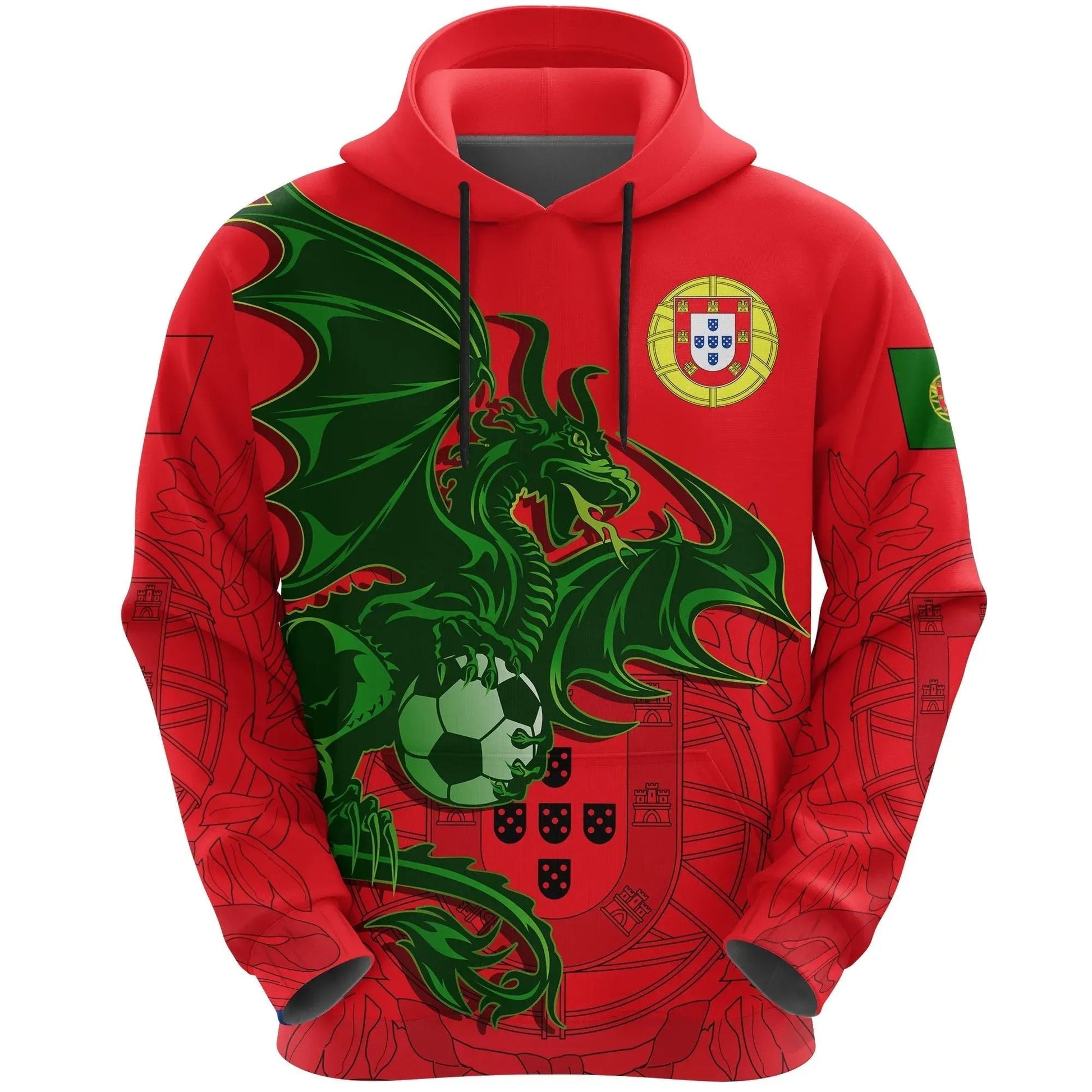 Portugal Football Dragon Green Hoodie