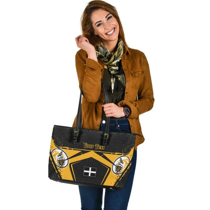 Cornwall Rugby Large Leather Tote Bag Cornish Rugby