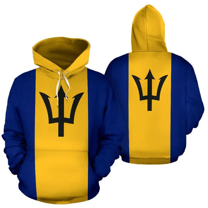 Barbados Hoodie Original Flag Unisex Printed Zip Hoodie