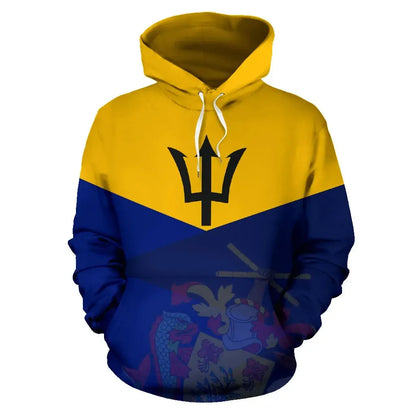 Barbados Hoodie Dentil Style Unisex Printed Zip Hoodie