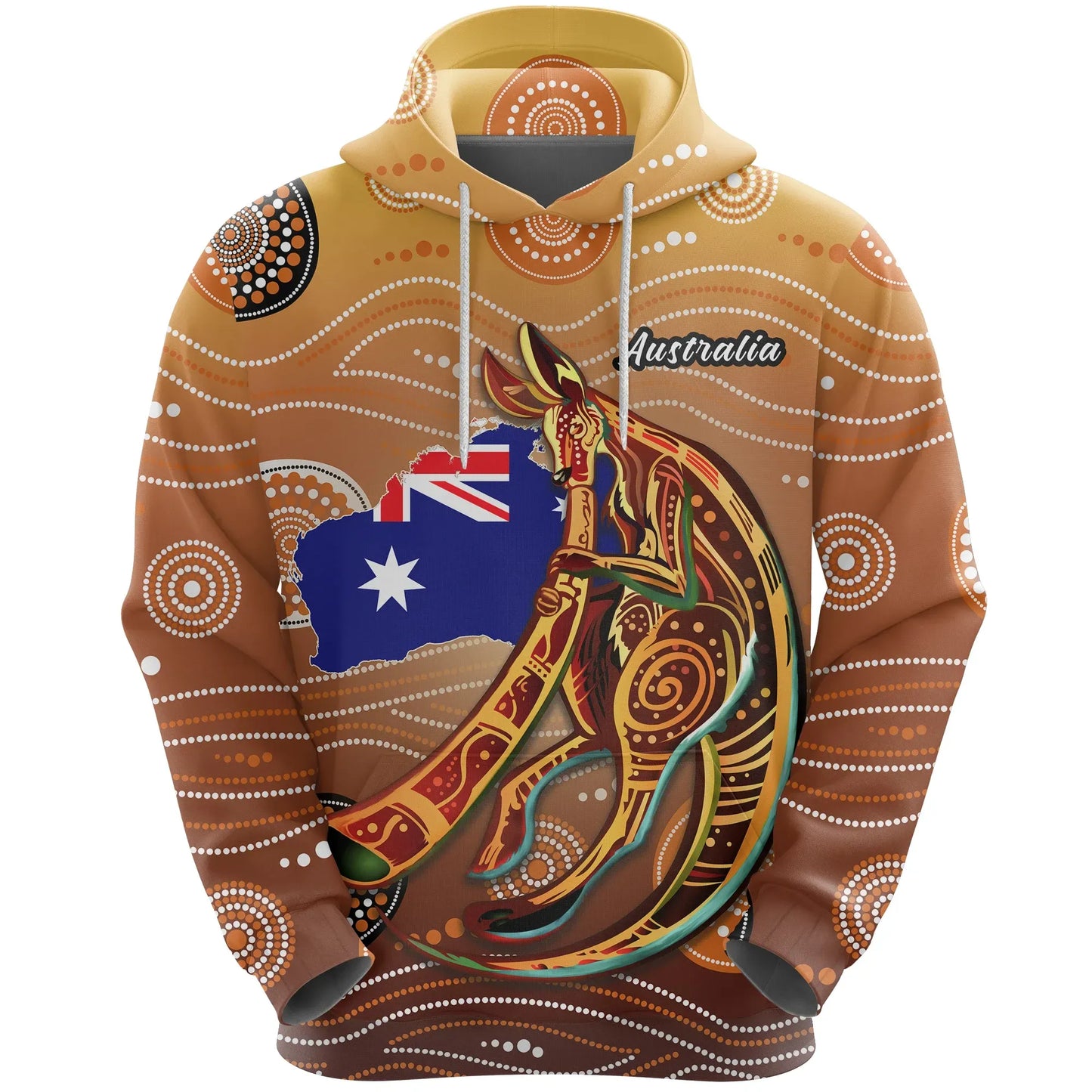 Australia Hoodie Map Kangaroo Aboriginal