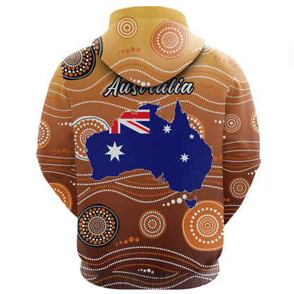 Australia Hoodie Map Kangaroo Aboriginal