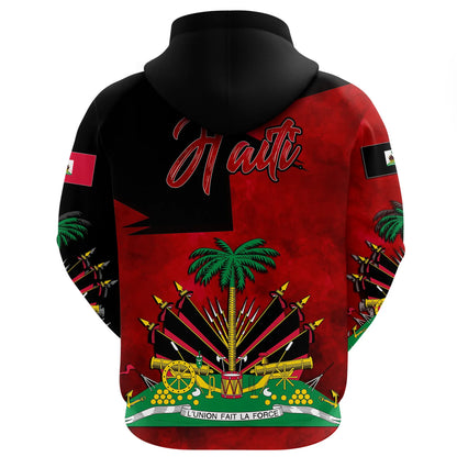 Haiti 1964 Hoodie Haiti Coat Of Arms Red Printed Hoodie