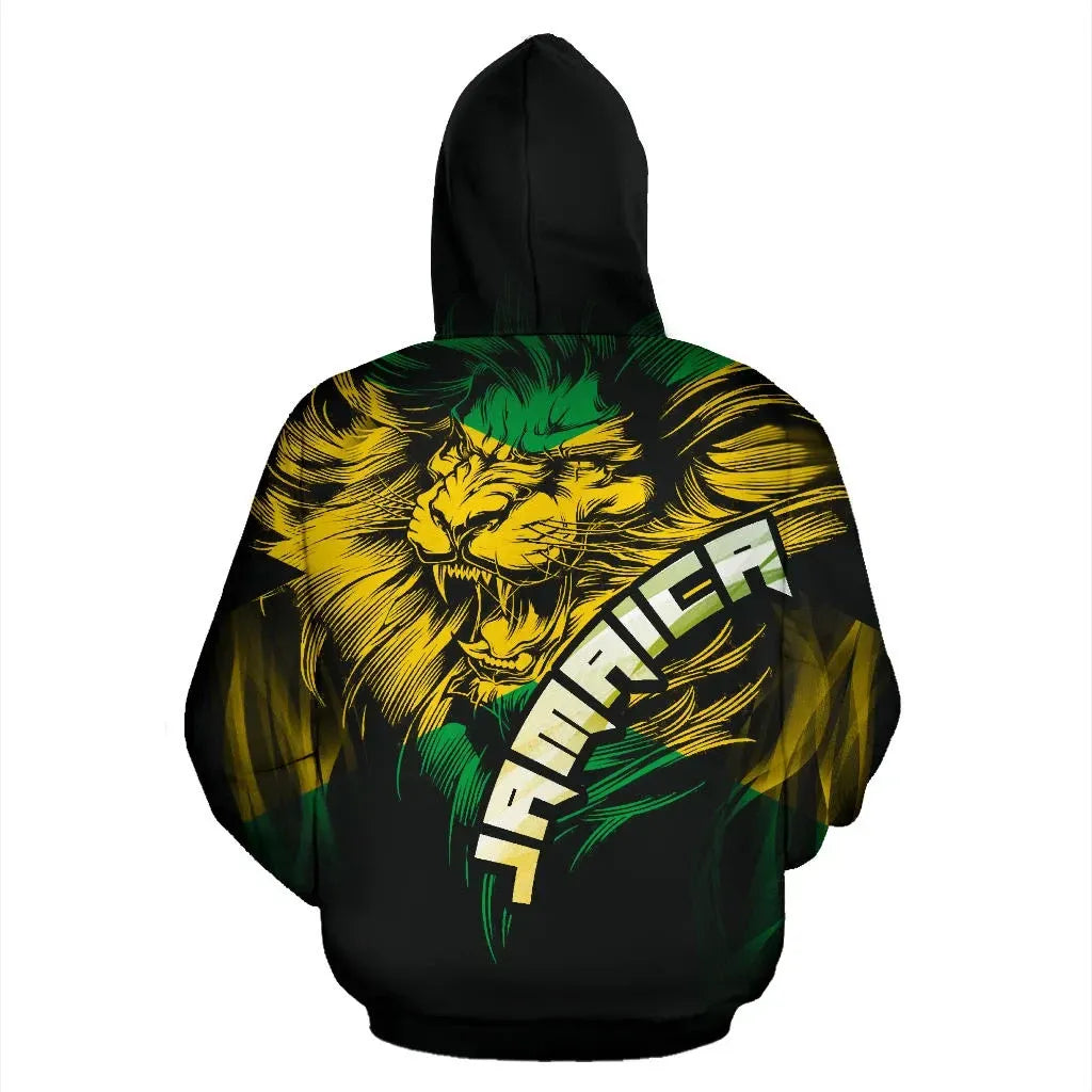 Jamaican Lion Hoodie Jamaica Flag