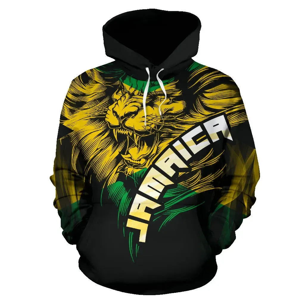 Jamaican Lion Hoodie Jamaica Flag