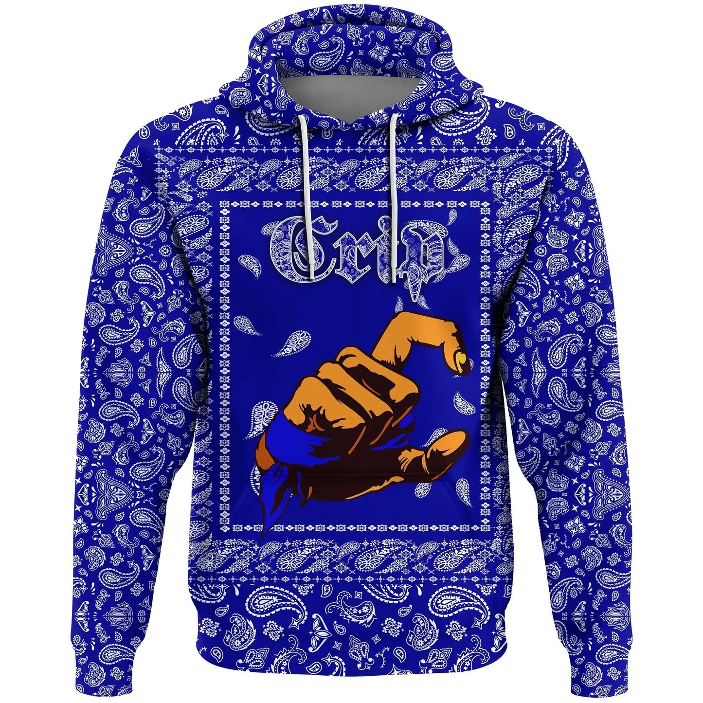 Crips Gang Skull Hoodie Blue Paisley Pattern Zip Hoodie