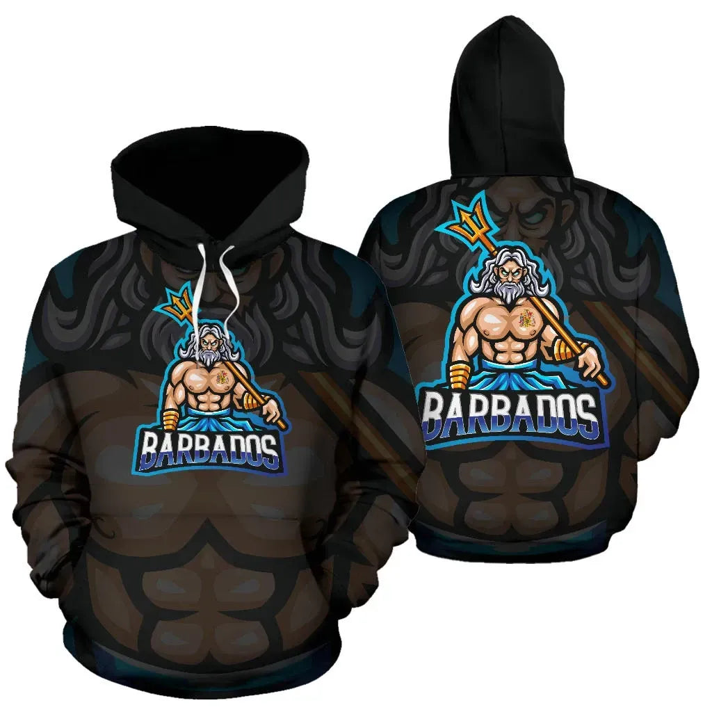Barbados Hoodie Poseidon Unisex Printed Zip Hoodie