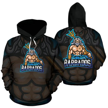 Barbados Hoodie Poseidon Unisex Printed Zip Hoodie