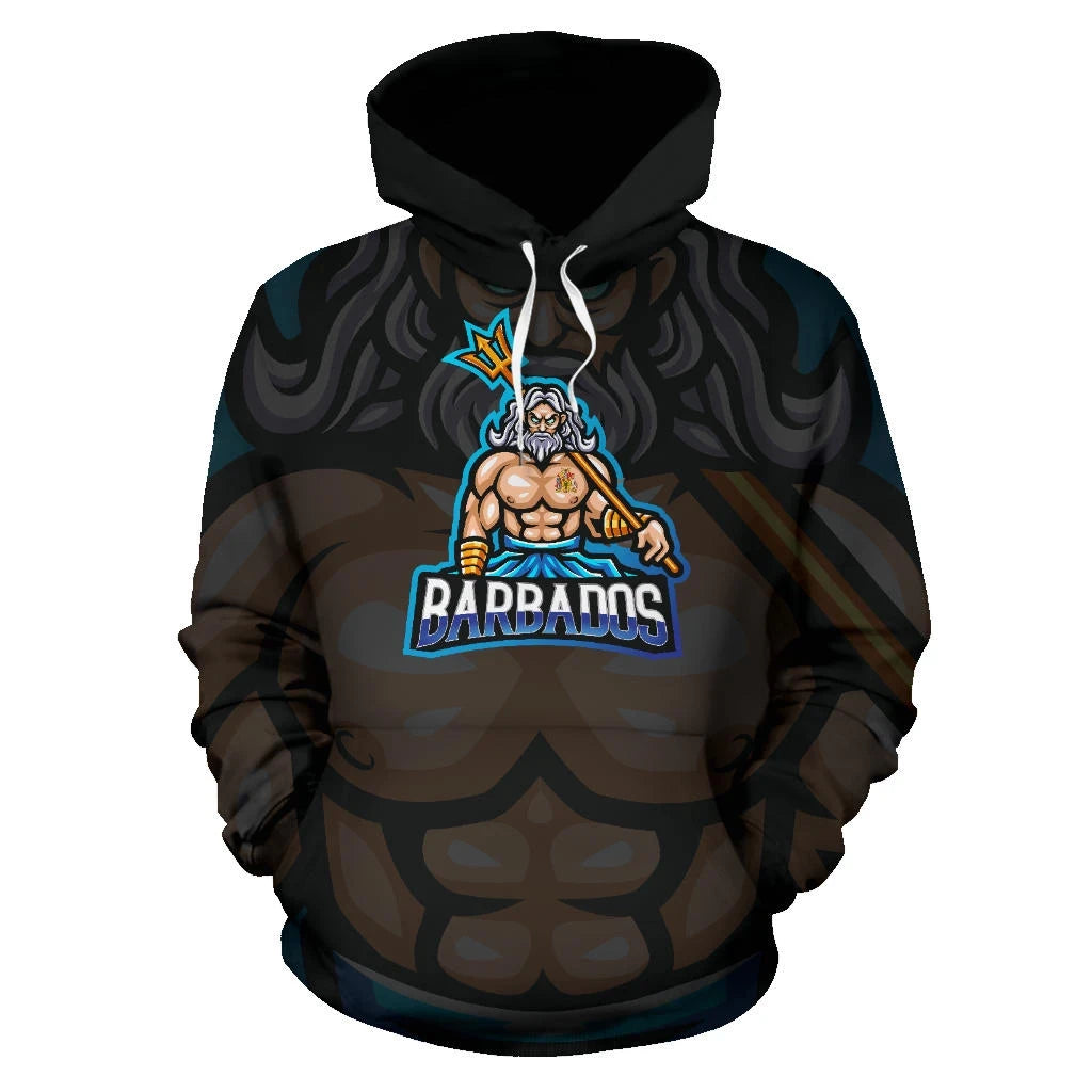 Barbados Hoodie Poseidon Unisex Printed Zip Hoodie