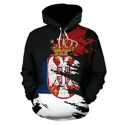 Serbia Hoodie Flag Painting