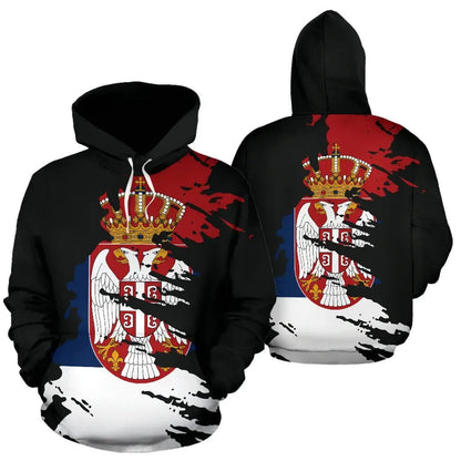 Serbia Hoodie Flag Painting