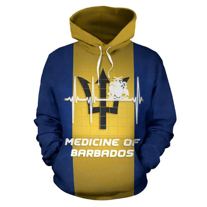 Medicine Of Barbados Hoodie Barbados Pride Unisex Printed Zip Hoodie