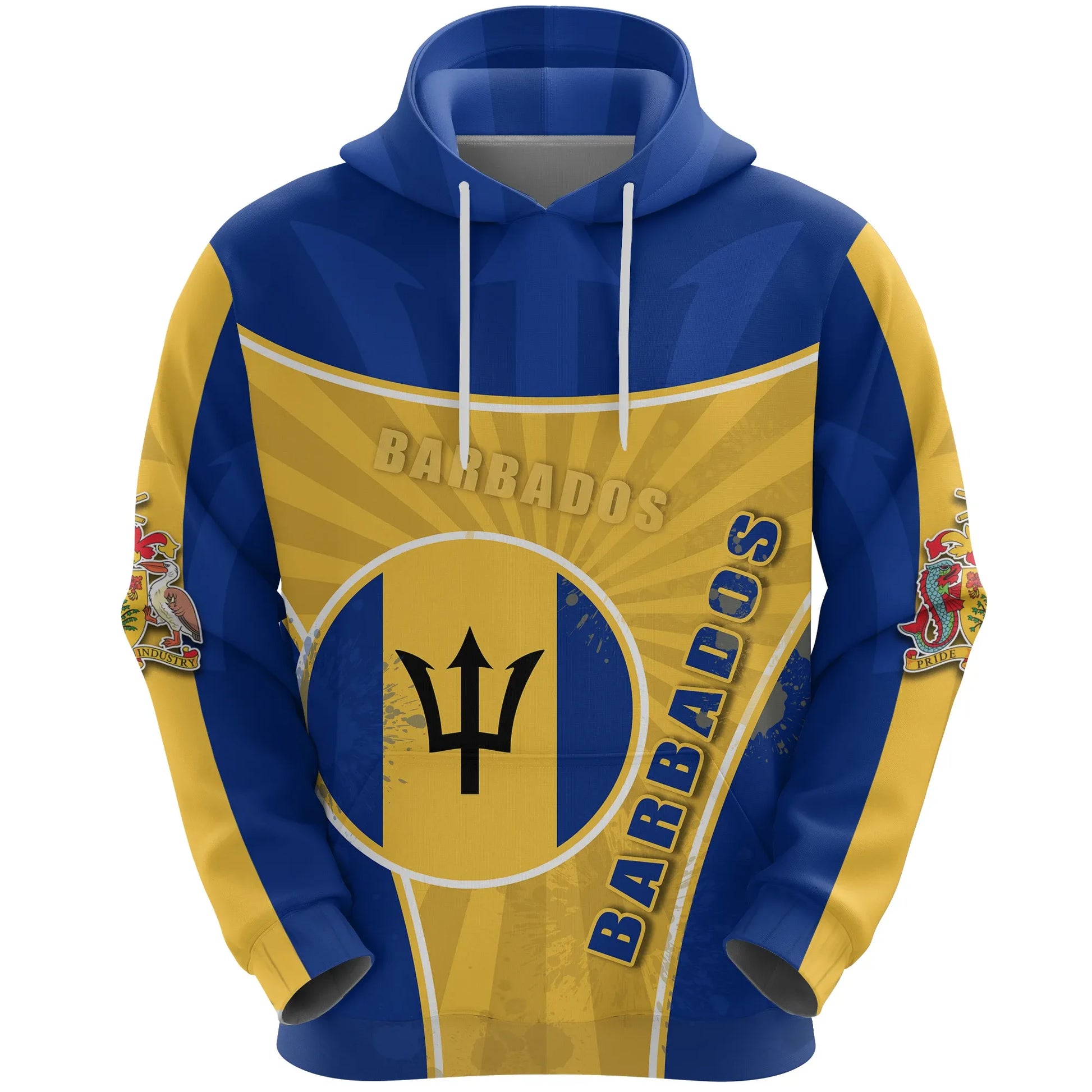 Barbados Hoodie Circle Stripes Flag Proud Version
