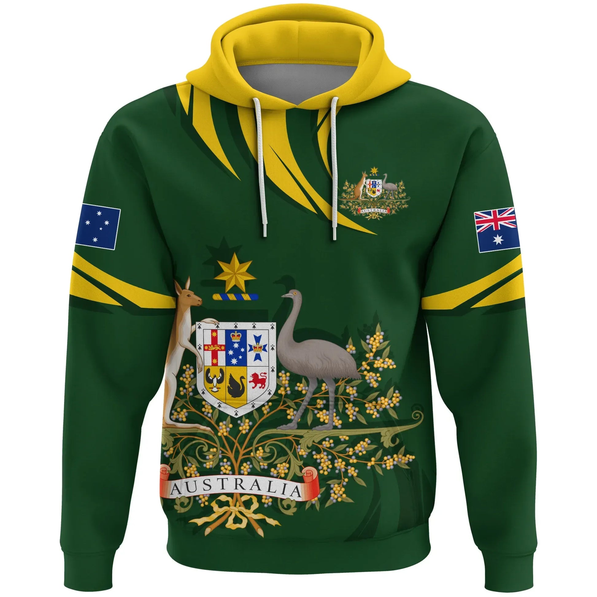Australia Hoodie, Australia Coat Of Arms Green