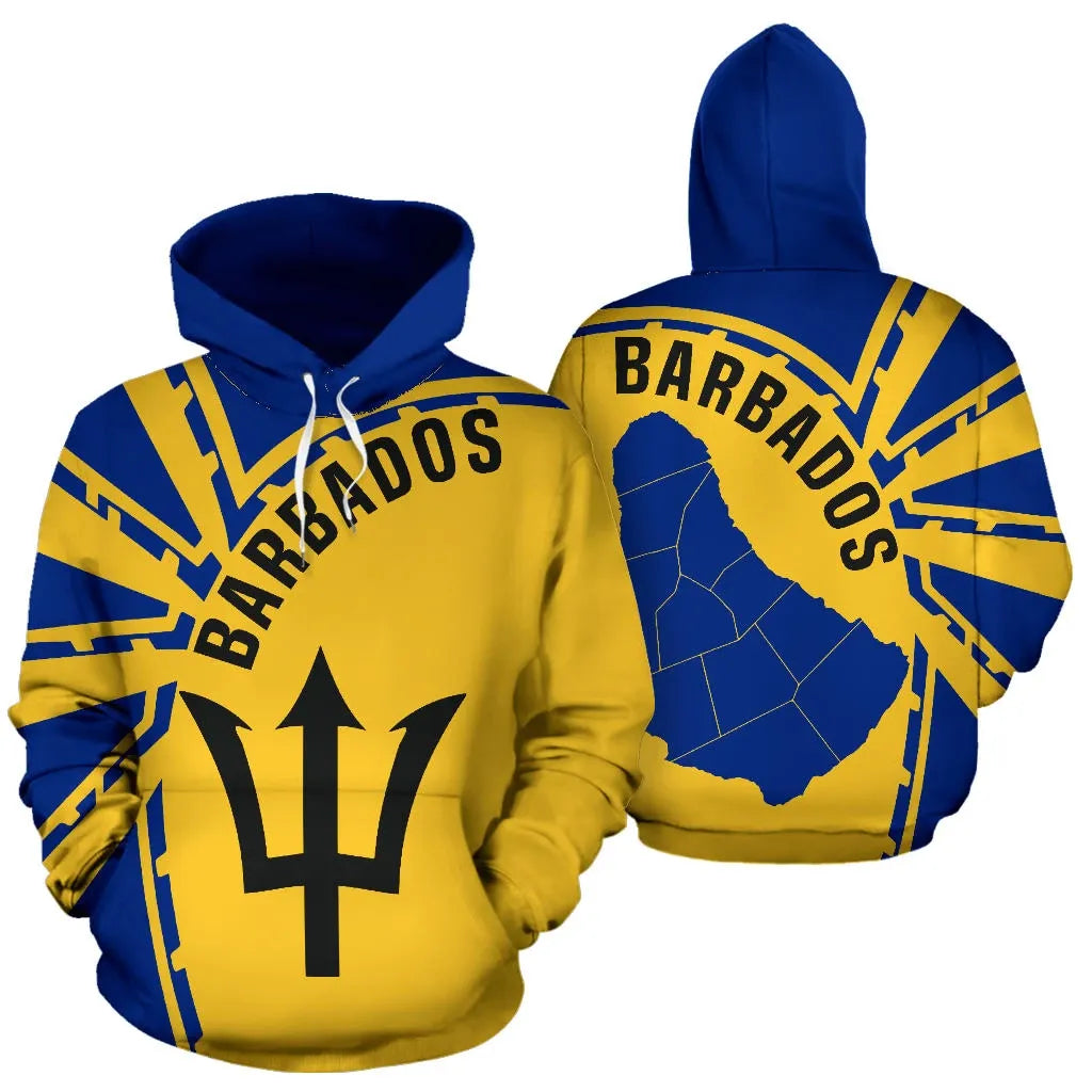Barbados All Over Hoodie Barbados Curve Style Unisex Printed Zip Hoodie