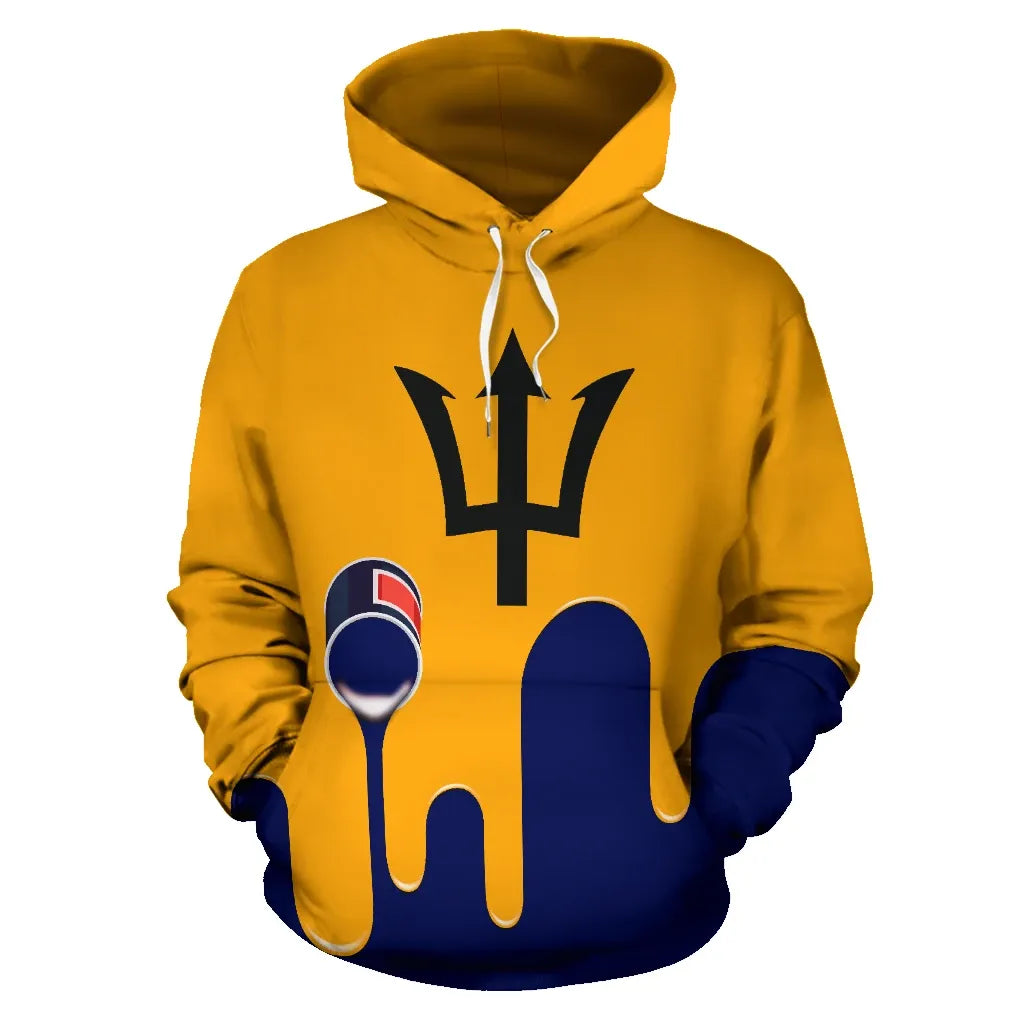 Barbados Flag Hoodie Bucket Spilling Paint