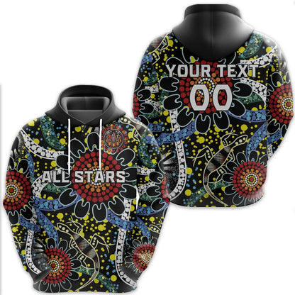 Custom Personalised Australia Indigenous Rugby Hoodie All Stars Sporty Style, Custom Text And Number