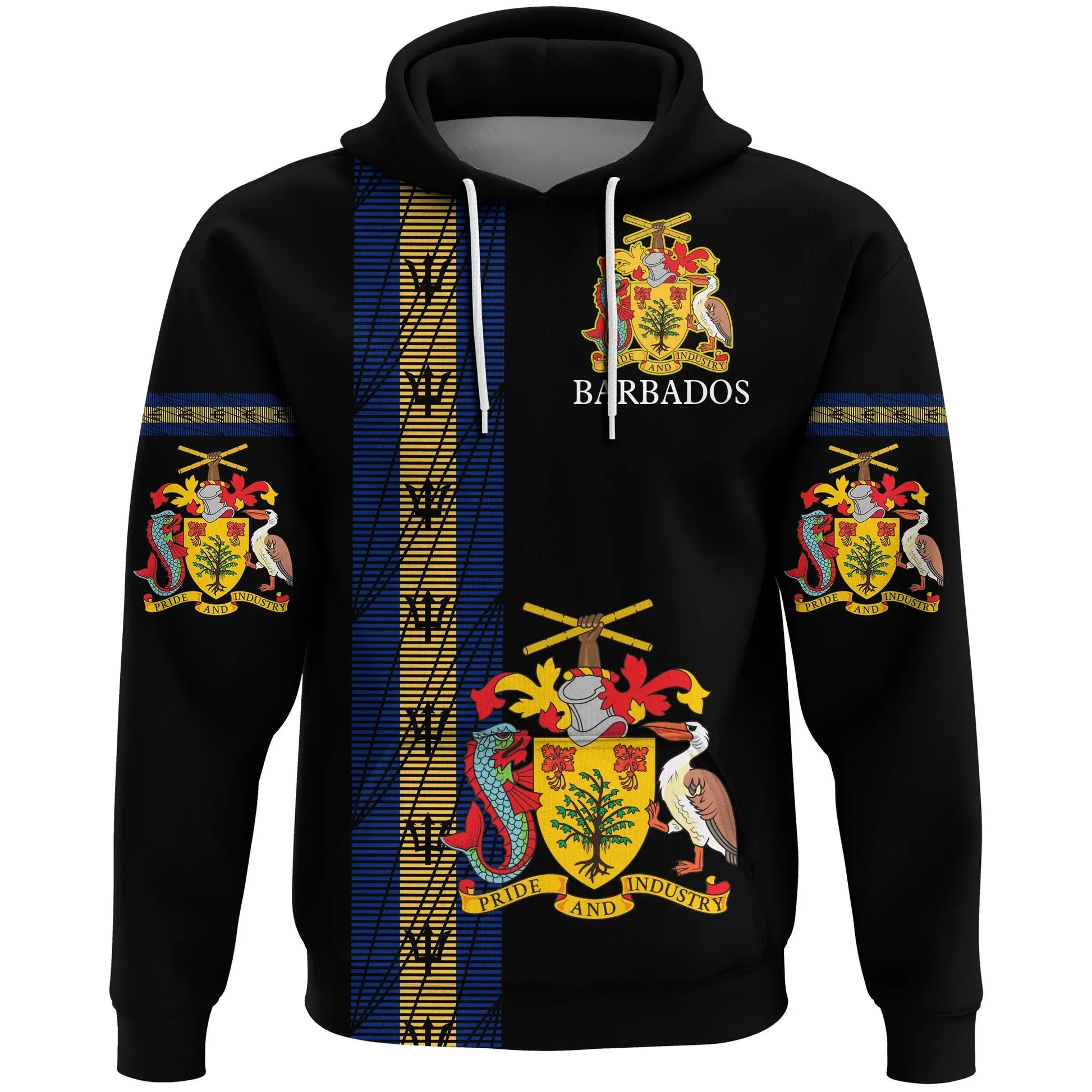 Barbados United Hoodie Barbados Pride Unisex Printed Zip Hoodie