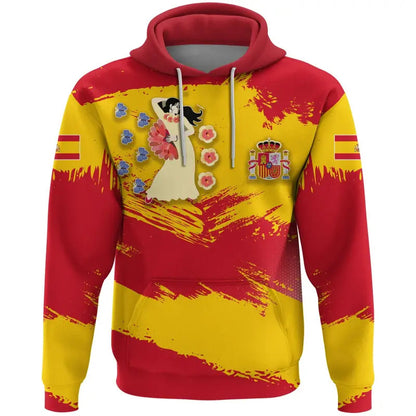 Spain Hoodie Spain Flag Brush