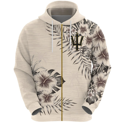 Barbados Zip Hoodie The Beige Hibiscus No