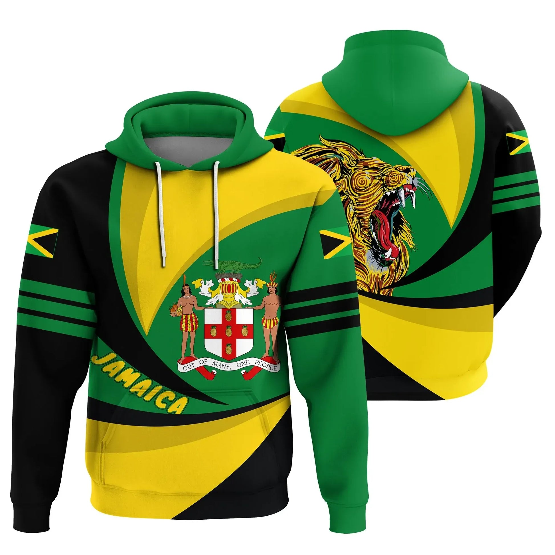 Hoodie Jamaica Lion Coat Of Arms Pullover Storm Style