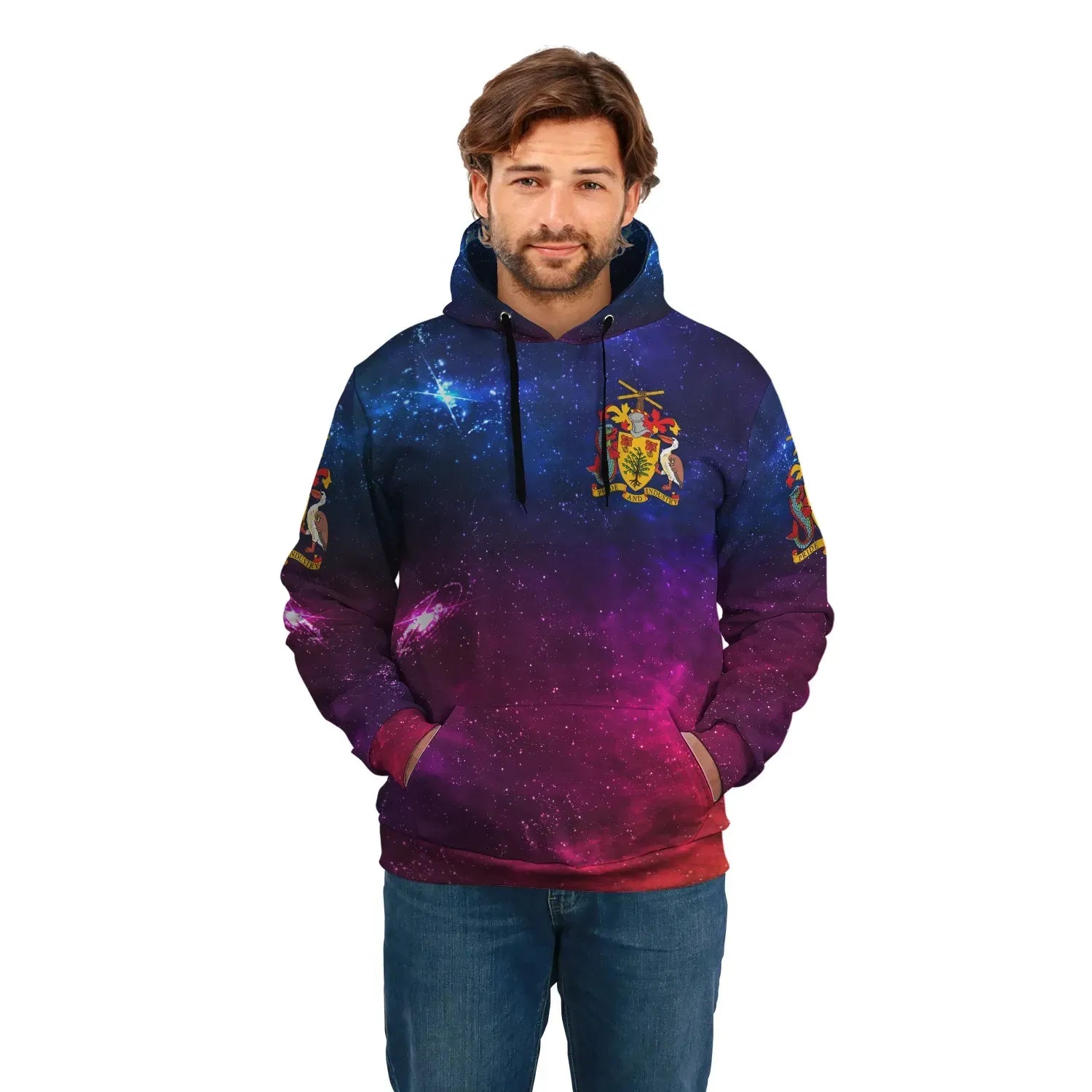 Barbados Hoodie Galaxy Unisex Printed Zip Hoodie